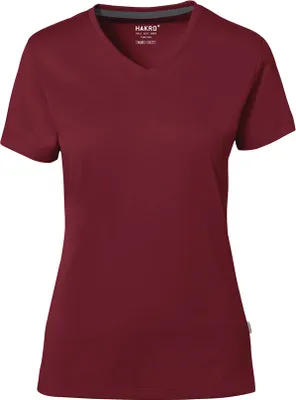 Produktbild von HAKRO Hakro Damen V-Shirt Baumwolle Tec #169 Gr. 2XL weinrot