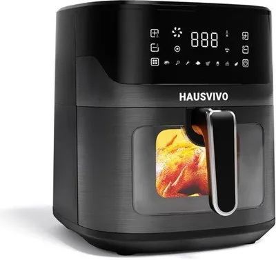 Productafbeelding van Heteluchtfriteuse, 6,5 liter, Airfryer XL, met kijkvenster en touchscreen, 1600 W friteuse zonder vet, 8 programma's, BPA-vrij, vaatwasmachinebestendig, voor 2-6 personen, koken uit het