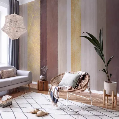 Produktbild von Vlies Fototapete - Striped pattern - abstract background in stripes of different colours with gold pattern 250x175 cm Muster f-A-10032-a-b