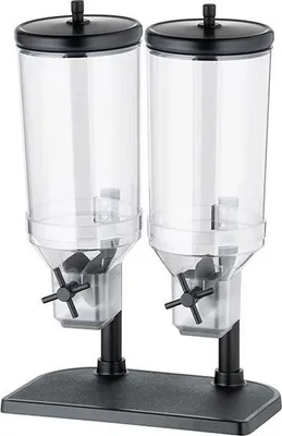 Produktbild von APS 11841 Cerealienspender FRESH+EASY, 2 Behälter aus Kunststoff (SAN) 4,5 Liter, Deckel aus Edelstahl, 22 x 35 m, Höhe 52 cm, schwarz