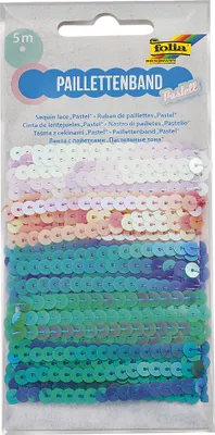Produktbild von folia Paillettenband "Pastell" 5 x 1 m farbig sortiert