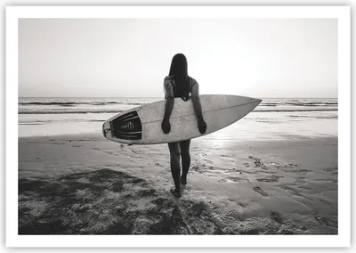 Produktbild von Poster - Poster ohne Rahmen - Frau Strand Surfen - 100x70 cm - Wand Bild - Wanddeko - Wandbilder - Kunstposter - Wandposter - Bilder - Kunstdruck - Wanddekoration - Wandbild - P2XAA100x70-5036
