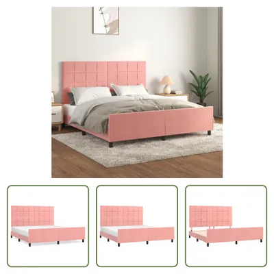 Produktbild von The Living Store Bettgestell mit Kopfteil Rosa 160x200 cm Samt