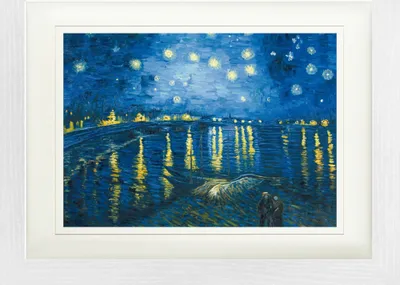 Produktbild von Vincent Van Gogh Gerahmtes Bild Mit Edlem Passepartout | Wand-Bilder | Im Bilderrahmen - Sternennachtœber Der RhÃ´ne, 1888 (30 x 40 cm)