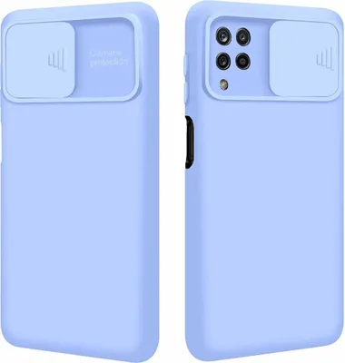 Zdjęcie produktu dla silikonowe etui ochronne 360 stopni CamShield smukłe etui na telefon komórkowy z osłoną aparatu do Samsung Galaxy A12 (A125F) jasnoniebieski