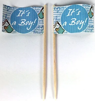 Produktbild von Party-Picker Flagge It´s a Boy Papierfähnchen in Spitzenqualität 25 Stück Beutel