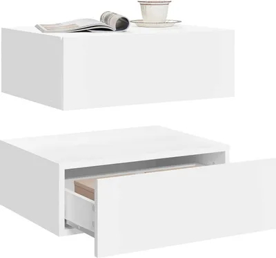 Produktbild von WOLTU Nachttisch hängend, mit Schublade, Nachtschrank, 40x30x14 cm, modern, Weiß