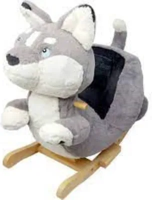 Produktbild von Gerardo`s Schaukeltier Wolf mit Sound und weichem, bequemen Sitz mit hoher Lehne