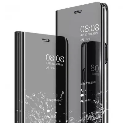 Produktbild von Handy Hülle für Samsung Galaxy A13 Clear View Hülle Klapp Flip Hülle Bumper Cover Spiegel Mirror, Farbe: Schwarz