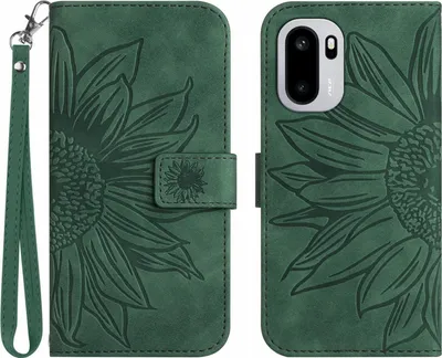 Produktbild von OnePlus 15R Hülle - Coverup Sonnenblume Klapphülle mit Schlüsselband - Grün