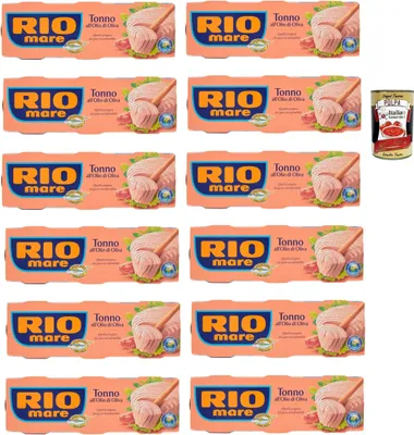 Produktbild von 36x Rio Mare Tonno all'Olio di Oliva Thunfisch in Olivenöl, Gelbflossen thun 120g + Italian Gourmet polpa 400g