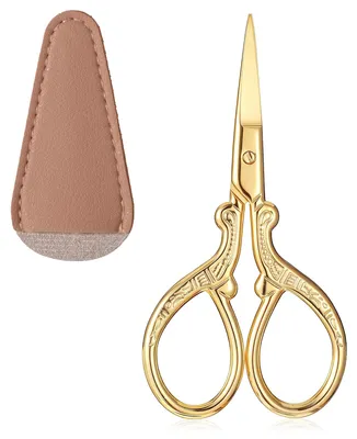 Produktbild von Stickschere, Bastelschere, kleine Nähschere aus Edelstahl, Bastelschere aus Edelstahl für Nähgarn, Handarbeitsschere mit Scherenscheide aus Kunstleder