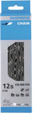 Produktbild von SHIMANO CN-M8100 Deore XT Schaltungskette, 126 Glieder, 12-fach, Quick-Link, silber