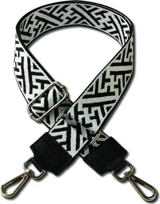 Produktbild von Tragegurt schwarz weiß Florence Boho-Gurt Canvas Leder Labyrinthmuster OGF004JS