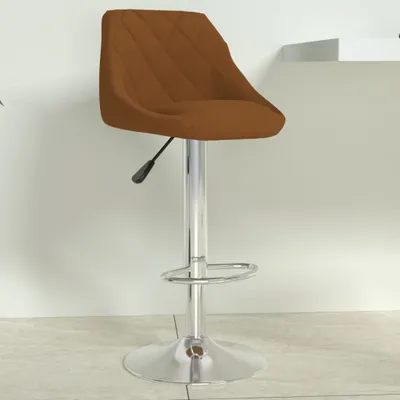 Image de Tabouret de bar "Aschbach" en velours (100 % polyester), acier chromé marron. Dimensions (L/H/P) 46x103x44 cm