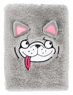 Image de Baagl Carnet de notes en peluche pour filles Ligné - A5 Journal pelucheux avec lignes - Bloc-notes Journal Notebook pour l'école (Doggie)