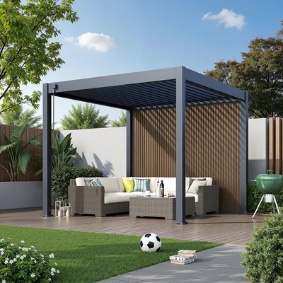 Immagine prodotto di Schermatura in WPC effetto legno teak per pergola