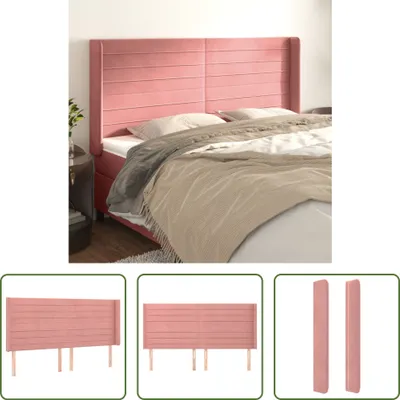 Produktbild von The Living Store Kopfteil mit Ohren Rosa 163x16x118/128 cm Samt
