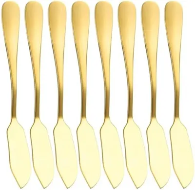 Produktbild von PolkaHome® 8-teiliges Buttermesser-Set aus Edelstahl, gold, 14 cm, spülmaschinengeeignet