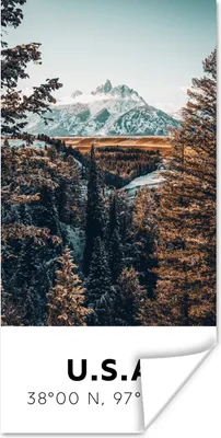 Produktbild von MuchoWow® Poster Amerika - Berge - Bäume 60x120 cm - Wandschmuck