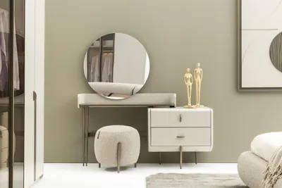 Produktbild von Beige Moderner Schminktisch Hochwertig Designer Frisiertisch Mit Schubladen