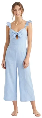 Produktbild von Zara Damen-Overall, blau, trägerlos, aus Leinen S
