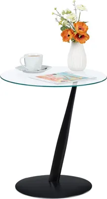 Produktbild von Relaxdays Beistelltisch, runder Couchtisch, H x D: 49 x 45 cm, Glas & Stahl, für Wohnzimmer, moderner Sofatisch, schwarz