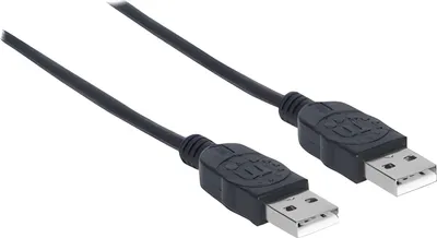 Obrázok produktu pre Manhattan Hi-Speed USB A pripojovací kábel, USB 2.0, zástrčka typu A - zástrčka typu A, 480 Mb/s, 1 m, čierny