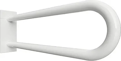 Produktbild von BELP Stützgriff in U-Form Eisen Weiß mit Abdeckung 100x250x616 mm, 120 kg Traglast für Bad & WC >> zum Bohren