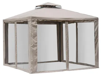 Produktbild von Outsunny Gartenpavillon Pavillon Gartenzelt mit 4 Seitenwänden 3 x 3 m Grau