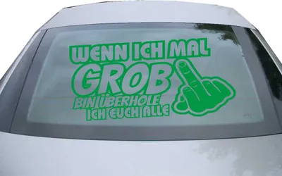 Produktbild von Indigos UG - Aufkleber Heckscheibe & Motorklappe DE6957 - grün - 600x299 mm - Wenn ich groß bin überhole ich Euch alle - Auto Scheiben Fenster Heckklappe Tuning Racing JDM - Die cut