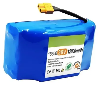 Produktbild von 36V Lithium-Ionen-Akkupack - 10s2p Akku - 12000mAh Kapazität - Wiederaufladbar - Für E-Self-Balancing-Scooter, Hoverboard, Einrad