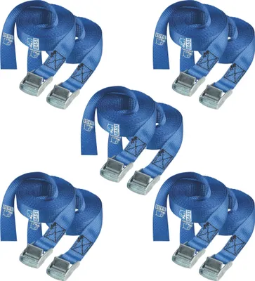 Produktbild von BASI - Spanngurt 10er Set - SG 306 - Blau - mit Klemmschloss - - Zurrkraft 100 kg - 5x0004-0306
