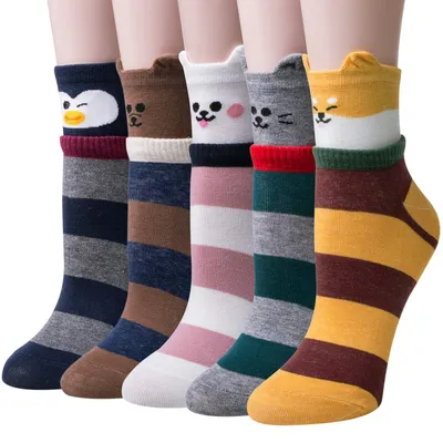Immagine prodotto di Chalier, 5 paia di calzini da donna: calzini in cotone colorati con motivi di animali divertenti