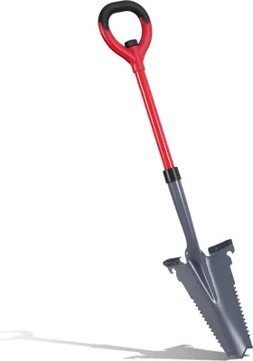 Produktbild von Faziango 1 Stück Spaten mit Wurzelsäge Mehrzweckschaufel mit Schneidspitze ergonomischer Griff für harte Rot