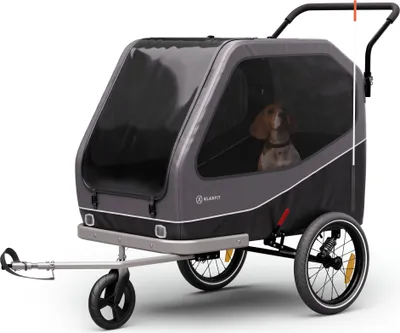 Produktbild von Klarfit príves pre psa na bicykel s objemom 324 l XXL, hybridná bugina/príves pre bicykel s oceľovým rámom a integrovanými odrazkami, brzdy pre bezpečnú prepravu - vhodný pre 2 domáce zvieratá