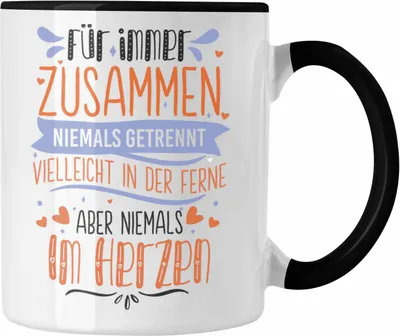 Produktbild von Trendation -  Fernbeziehung Geschenk für Ihn Sie Tasse mit Spruch Valentinstag Geburtstag Geschenk Freund (Schwarz)