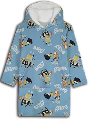 Produktbild von Bluey Bingo Kinder Kuschelponcho Kuscheldecke mit Ärmeln Kapuze Tasche 3-6 Jahre