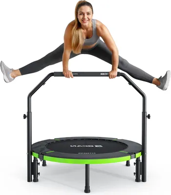 Immagine prodotto di Mini trampolino - Piattaforma di rimbalzo - Trampolino per il fitness - Trampolino elastico - Allenamento con salto - Maniglia regolabile