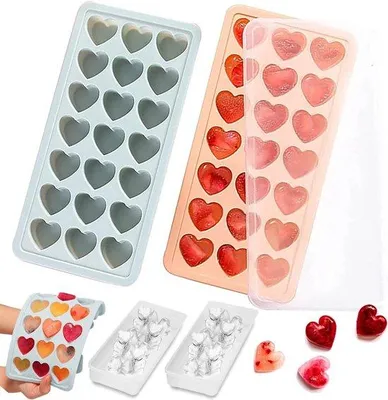 Produktbild von Eiswürfel für Getränke - Eisblöcke - 42 Hohlräume - 2 Stück - Blau-Rot