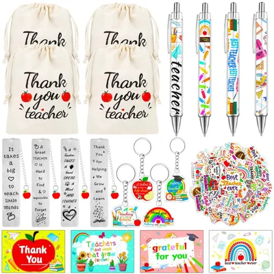 Lehrer-Geschenkset, 70-teilig, mit Stiften, Taschen & Stickern