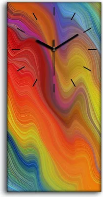 Produktbild von Leinwand Uhr Küche Wohnzimmer Bild Quarz 30x60 Malerei Abstrakte Kunst Bunt - schwarze Hände