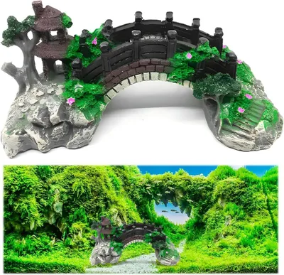 Produktbild von Aquarium Deko Höhle Aquarium, das dekorative Brücke landschaftlich gestaltet Baumstamm Holz Polyresin Landschaft,Brücke Ornament Umweltschutz landschaft ideal für kleine Garnele Fisch,Für Aquarium Garnelen Fisch Landschaft Dekoration