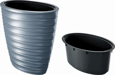 Produktbild von Freze Blumentopf mit Innentopf für Innen- und Außenbereich UV-Beständig Frostbeständig Oval Kunststoff Hellgrau