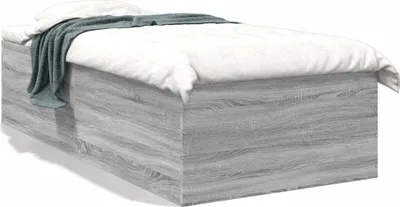 Produktbild von (NEU 2026) Bettgestell moderne, Grau Sonoma 100x200 cm - Holzwerkstoff - Klassische Betten - 43.4 kg