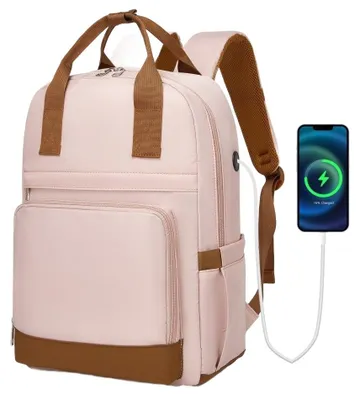 Produktbild von KONO Oliver Kleiner Handgepäckrucksack für Damen in Puderrosa – 40 x 30 x 20 cm, 20 l, kompakter Kabinenrucksack für Reisen & Alltag