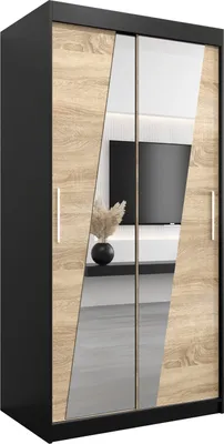 Produktbild von Kleiderschrank, Schiebetürenschrank Schlafzimmer, Schrank mit Spiegel RHOMB 100 cm