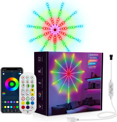 Produktbild von ANTCOOL Fireworks Lights Dekorative LED-Leuchten mit App Musik 5 V Fließendes Wasser Symphonie-Feuerwerkslichter, musiksynchronisierte Steuerung USB-Feuerwerkslichter, geeignet für Home Bar Indoor Party Holidays