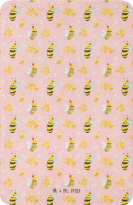Produktbild von Mr. & Mrs. Panda Decke Biene Happy 100 x 150 cm - Rosa - Geschenk, Tagesdecke, Heimdecke, Kuscheldecke, Winterdecke, Wohndecke
