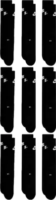 Produktbild von 9 Paar NIKE DX5025 Essential CREW Socken Damen, Herren, Unisex Sportsocken - Farbe: schwarz / schwarz / schwarz - Größe: 38-42